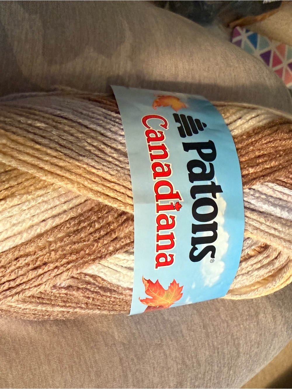 Yarn, Patons Canadiana Multicolor pale blue, Brown & Cream Yarn - - Picture 4 of 4